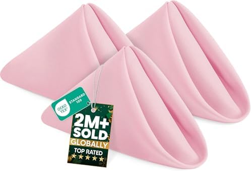 Utopia Home [12 Pack, Pink] Cloth Napkins 20x20 Inches, 100% Polyester by UTOPIAHOME