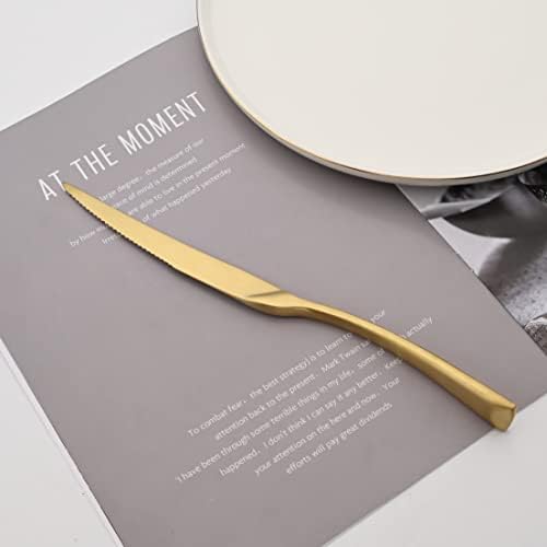 Luxury 18/10 Stainless Steel Matte Champagne gold Cutlery Flatware Set - Utensil Set Steak Spoons and Forks Knife Silverware Set,Service for 4 (24-Piece) - Image 3