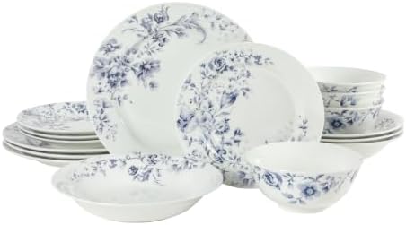 Martha Stewart Plates and Bowls Set, 16 Piece Dinnerware Set for 4, Pink by MarthaStewart