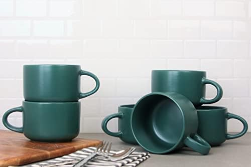 10 Strawberry Street Wazee Matte 4.75"/22 oz Oversized Mug, Set of 6, Emerald Green - Image 3