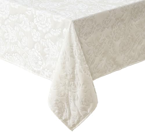 Laura Ashley Wrinkle Resistant Annaleigh Tablecloth, 60" x 102", Ivory by Unknown