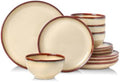 DOMICREVERY Ceramic Dinnerware Sets for 4, 12 Piece Plates and Bowls Sets by Unknown