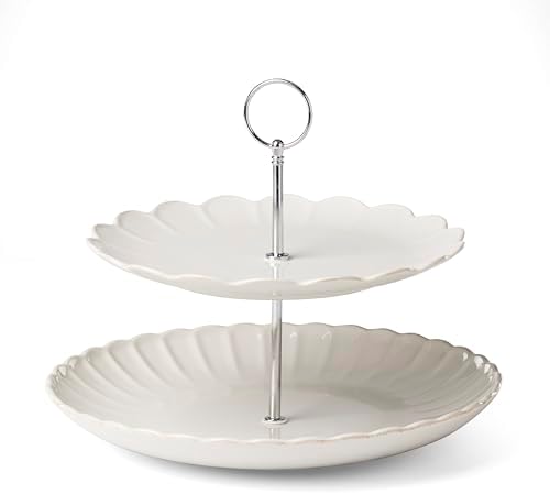 Lenox 897195 French Perle Scallop White 2-Tier Server by Lenox