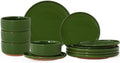12 Piece Dinnerware Set, Dish Set for 4, Forest Glaze Green by Ruxmirae
