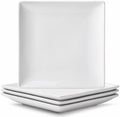 Square Appetizer Plates Set of 4, 8" Porcelain Dessert Plate by Meideal