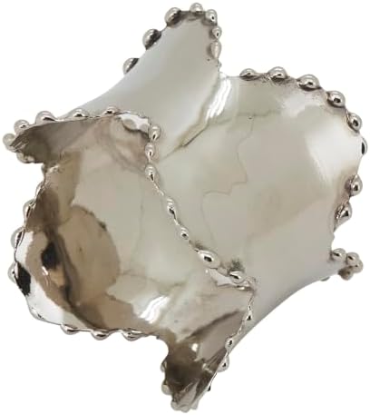 SARO LIFESTYLE Beaded Edge Metal Napkin Rings (Set of 4) - Classic Design Napkin Holders with Scalloped Rim for Formal Dining, Holiday Tables, Dinner Parties, and Special Occasions, Pewter by SaroLifestyle
