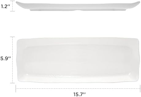 TP 16" Melamine Serving Platters Set of 3, White Rectangular Trays - Image 2