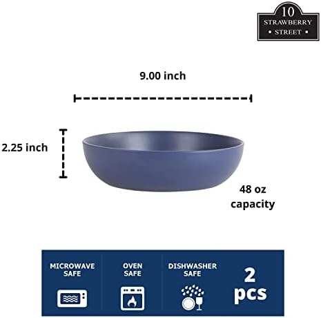 10 Strawberry Street Wazee Matte 9"/48oz Serving Bowl, Set of 2, Midnight Blue - Image 2