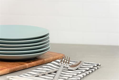 10 Strawberry Street Wazee Matte 8.25" Coupe Salad Plate, Set of 6, Mineral Blue - Image 2