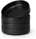 E-far Pasta Bowls Set of 4, 35oz Large Salad Bowl Plate for Dinner Serving Soup, Wide & Shallow Ceramic Stoneware Pasta Plates, Microwave & Dishwasher Safe, Reactive Glaze Texture-Stripe, Matte Black by E-far