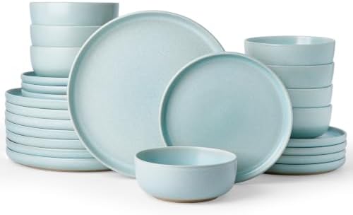 Famiware Milkyway 24-Piece Stoneware Dinnerware Set, Light Blue by Famiware