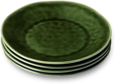 Verde 9-Inch Stoneware Salad Plate Set of 4 - Deep Green Tones with Textured Surface, Perfect for Salads, Appetizers, and Complements Olivia Collection - Image 2