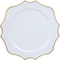 Set of 12 White Chargers for Dinner Plates, 13 Inch Scalloped Plastic Decorative Table Charge Service Plates for Wedding, Holiday, Thanksgivng, Christmas by Omuriko