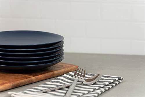 10 Strawberry Street Wazee Matte 8.25" Coupe Salad Plate, Set of 6, Midnight Blue - Image 2