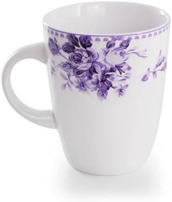Elama Traditional Rose 16 Piece Porcelain Dinnerwar/Tableware Set, Service for 4 (Purple) - Image 5