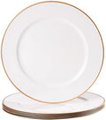 MAONAME White Charger Plates Set of 6, Plastic Plate Chargers with Gold Rim by MAONAME