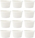 Vikko White Ramekin, Set of 12 Fine Porcelain Ramekins, Stackable 3 Inch Bowls, 3.5 Ounce Dips Dish, Dishwasher Safe