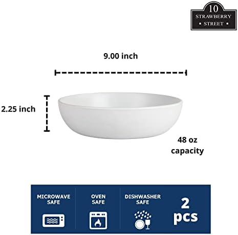 10 Strawberry Street Wazee Matte 9"/48oz Serving Bowl, Set of 2, White - Image 2