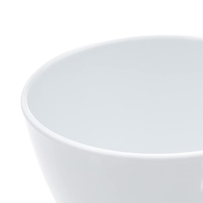 Amazon Basics Round Melamine Bowl, 8 oz, White, 6 Piece Set, Do not microwave