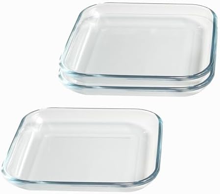 7 Inch Square Tempered Glass Dessert Plates, Small Mini Appetizer, Fruit, Salad and Cake Plates, Set of 3 - Image 2