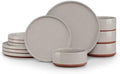 LIANYU Stoneware Dinnerware Set Service for 4, 12 PCS Plates and Bowls Sets by LIANYU