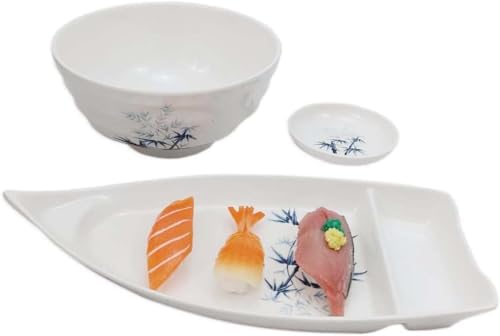 JapanBargain 2-Pack Sushi Boats, Japanese Sashimi Sushi Serving Plate for Snack, Appetizer, Dishes Chip and Dip Plate, 10 Inch, Melamine Sushi Serving Tray, Restaurant Style Plate, White - Image 5