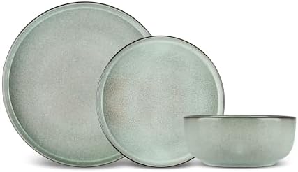 Karaca New Skal 18-Piece Dinnerware Sets for 6 People, Modern Design, Stoneware Dinner Set, Kitchen Plates Bowls, Reactive Glaze Dishwasher & Microwave Safe Dish Set by Karaca