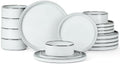 Onader Ceramic Dinnerware Sets for 6, Stoneware Plates and Bowls with Rustic Terracotta Bottom, Elegant Kitchen Dinner Dish Set, 18-Piece Dishware Tableware - Glacier White by Onader