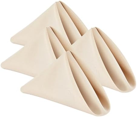 Wolkemer Set of 4 Beige Cloth Napkins 17x17 Inches Washable Dinner Napkins by Wolkemer