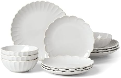 Lenox French Perle Scallop White Dinnerware Set with Accent Plates by Lenox