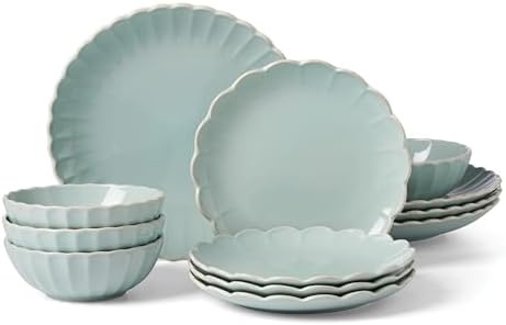 Lenox French Perle Scallop Ice Blue 12-Piece Dinnerware Set for 4 by Lenox