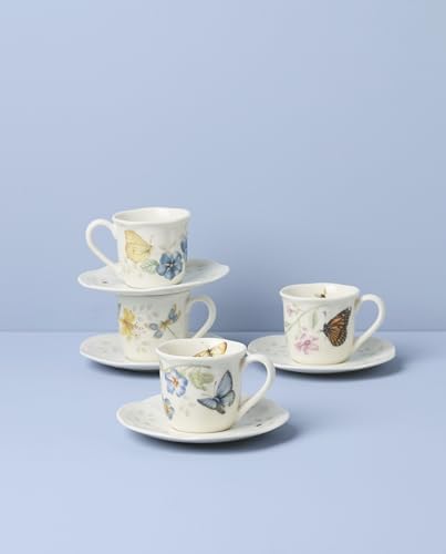 Lenox 897806 Butterfly Meadow Espresso Cup & Saucer, Set Of 4, Service For 4 - Image 2