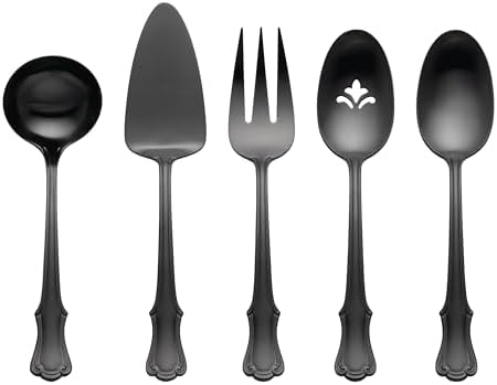 Oneida James Street Black Satin 5-Piece Silverware Serving Set, Flatware by Oneida