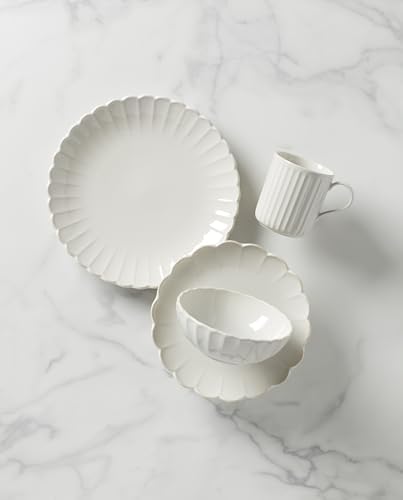 Lenox French Perle Scallop White Stoneware 4-Piece Dinnerware Set for 1 - Image 3