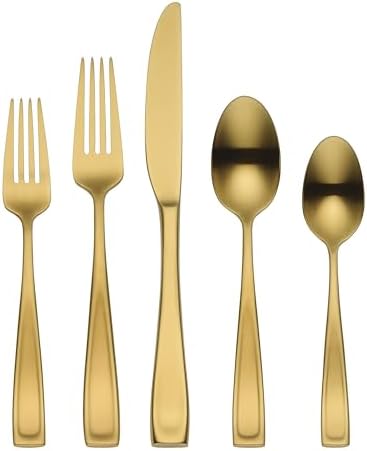 Oneida Moda Gold Satin 20-Piece 18/10 Silverware Set for 4, Flatware by Oneida