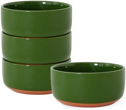 Stoneware Cereal & Soup Bowls, Set of 4, 6-Inch, Green by Ruxmirae