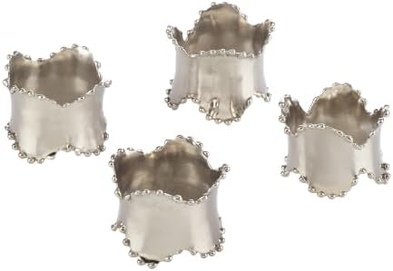SARO LIFESTYLE Beaded Edge Metal Napkin Rings (Set of 4) - Classic Design Napkin Holders with Scalloped Rim for Formal Dining, Holiday Tables, Dinner Parties, and Special Occasions, Silver - Image 3