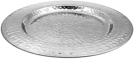 Brightalk 13-Inch Stainless Steel Hammered Charger Plates, Silver Dinner Plate Chargers Set of 6, Round Server Ware - Image 6