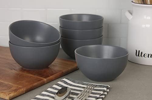 10 Strawberry Street Wazee Matte 5.5"/16oz Cereal Bowl, Set of 6, Charcoal Gray - Image 3
