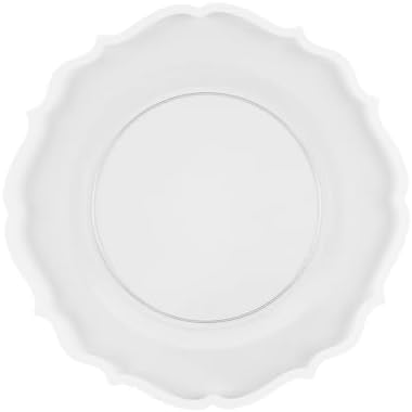 PLASTICPRO 64 Pack Elegant Disposable Plastic Plates Combo Set Includes 32 Dinner Plates and 32 Salad Plates Heavy Duty Fancy Party Plates Clear & White Contemporary Design - Image 6