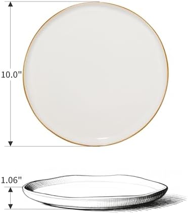 Pokini 10 Inch Ceramic Dinner Plates Set of 6, Wavy Rim Stoneware Plates - Image 2