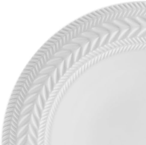 Pfaltzgraff Josephine 24-Piece Dinnerware Set, Porcelain Dish Set with Embossed Basket Weave Design, Service for 8, White Plates and Bowls Sets, Microwave and Dishwasher Safe - Image 3