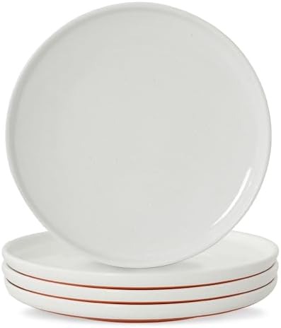 10.25-Inch Dinner Plates, Set of 4, Stardust Glaze White by Ruxmirae
