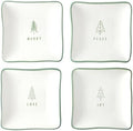 Santa Barbara Design Studio Christmas Appetizer Plates - Set of 4 Square Ceramic Dessert Plates, 6" Square, Joy Peace Love Merry by SantaBarbaraDesignStudio