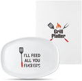 R HORSE Funny Melamine Grill Platter Gift, Barbecue White Oval Serving Tray by RHORSE
