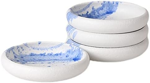 Uaral Salad Plate Stone Plates Appetizer Plates Portion Plate Japanese Serving Dishes Set of 4, 5.5 inch(Blue Stone Texture) by Uaral