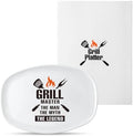 R HORSE Melamine Grill Platter Gift, BBQ White Oval Serving Tray Plate by RHORSE