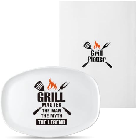 R HORSE Melamine Grill Platter Gift, BBQ White Oval Serving Tray Plate by RHORSE