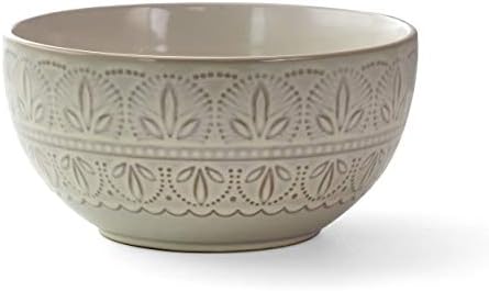 Elama White Lace 16 Piece Round Scallop Stoneware Dinnerware Set in White - Image 7