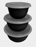 Crisp 6-Piece Non-Slip Mixing Bowl Set – Durable Plastic Kitchen Bowls, Dishwasher Safe, Made in USA, Black